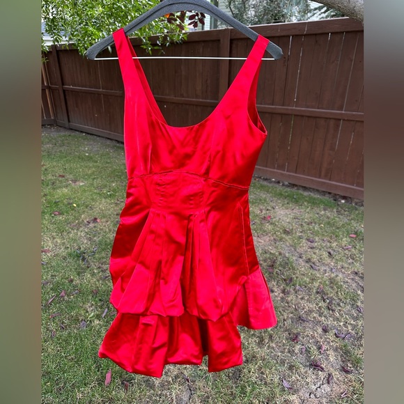 Size 40 Prada Red Silk Vintage Pleated Dress - Picture 2 of 7